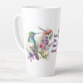 Tasse Latte Beau Oiseau et Fleurs de Humming (Angle gauche)