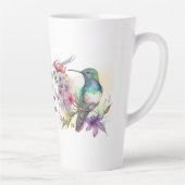 Tasse Latte Beau Oiseau et Fleurs de Humming (Droite)