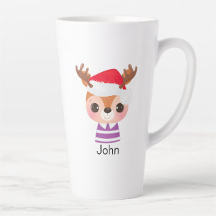 Tasse Latte Beau Reindeer Noël Animal d'hiver