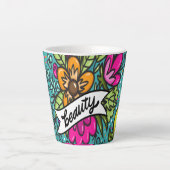 Tasse Latte Beauté de Coussin de Jet avec des Fleurs (Devant)