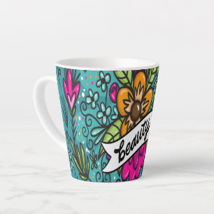 Tasse Latte Beauté de l'oreiller avec fleurs