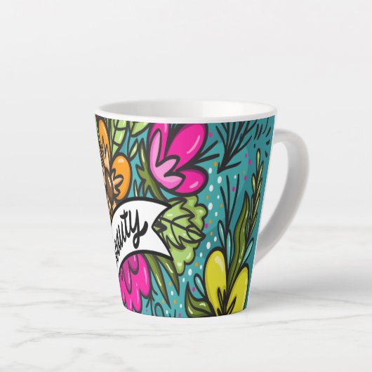 Tasse Latte Beauté de l'oreiller avec fleurs (Angle droit)