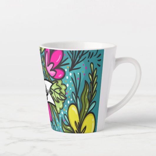 Tasse Latte Beauté de l'oreiller avec fleurs (Droite)