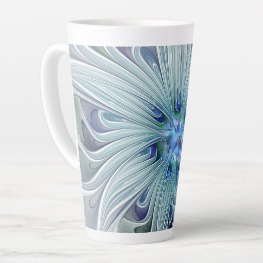 Tasse Latte Beauté florale Abstraite moderne Blue Pastel Flowe (Angle gauche)