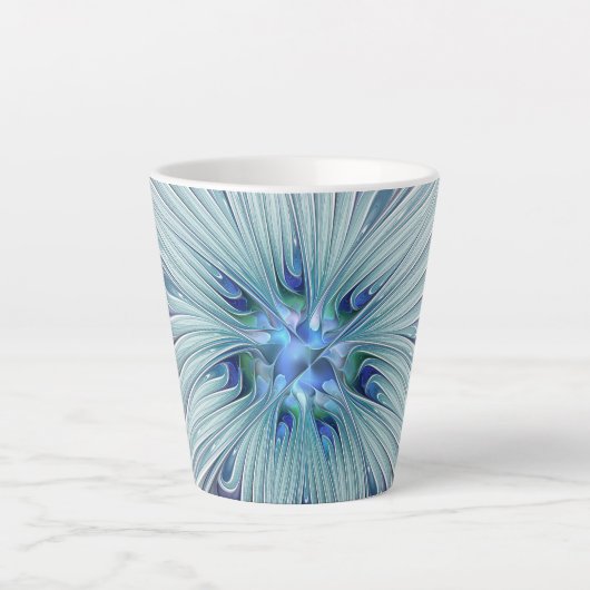 Tasse Latte Beauté florale Abstraite moderne Blue Pastel Flowe (Devant)