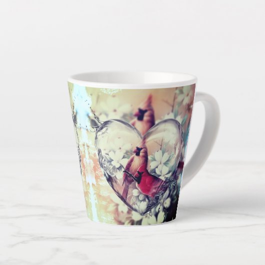 Tasse Latte Beaux Inséparables cardinaux (Angle droit)