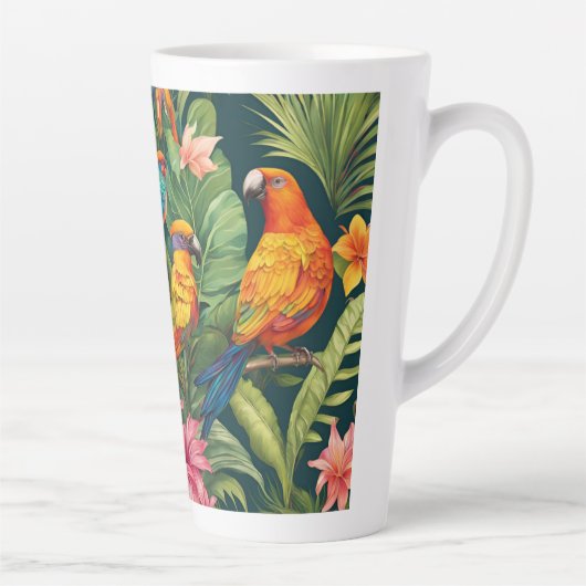 Tasse Latte Beaux oiseaux colorés (Droite)
