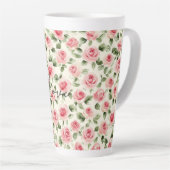 Tasse Latte Beaux rosiers roses floraux (Angle droit)