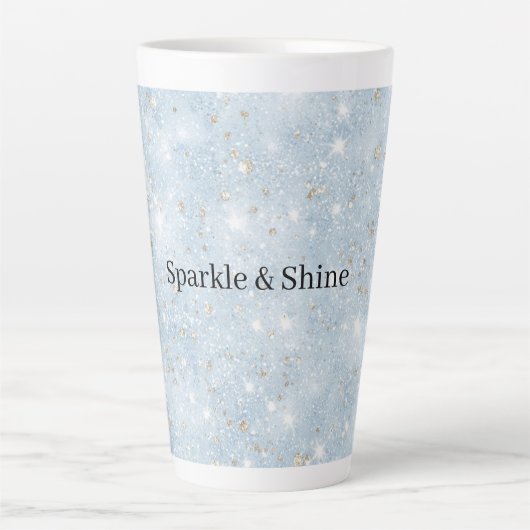 Tasse Latte Bébé Bleu Faux Paillettes (Devant)