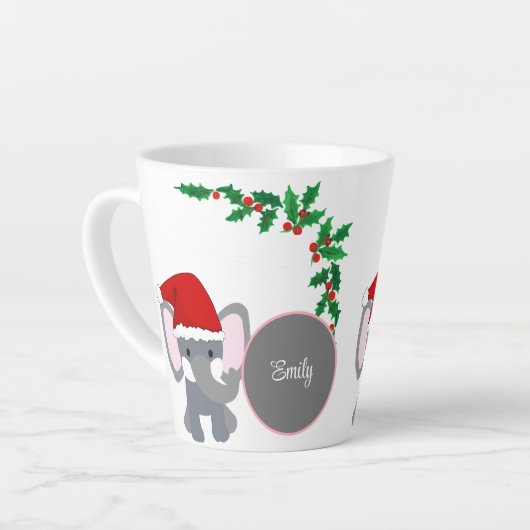 Tasse Latte Bébé mignon éléphant portant un nom de Casquette d (Angle gauche)