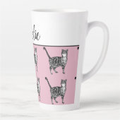 Tasse Latte Bébé rose blanc Tabby chat Chats Whimsical Latte M (Droite)
