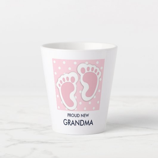Tasse Latte Bébé rose mignonne Empreintes Fier Grand-mère (Devant)