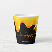 Tasse Latte Bee Happy noir mignon bourdons abeilles gouttant d (Devant)