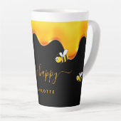 Tasse Latte Bee Happy noir mignon bourdons abeilles gouttant d (Angle droit)