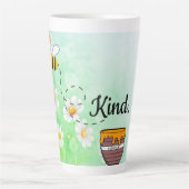 Tasse Latte Bee Kind Honey floral vert insecte dessin animé te (Devant)