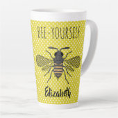 Tasse Latte BEE Yellow Polkadot design tendance nommé (Angle droit)