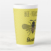 Tasse Latte BEE Yellow Polkadot design tendance nommé (Devant)