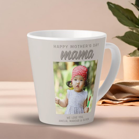 Tasse Latte Beige moderne maman Enfants Photo Fête des mères