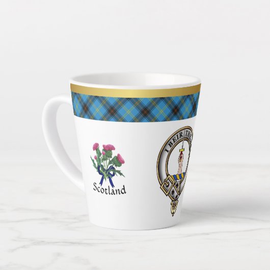 Tasse Latte Bell Clan Badge Tartan & Motto (Angle gauche)