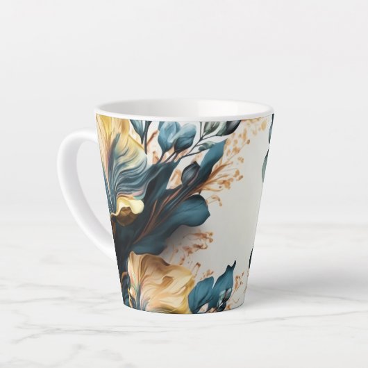 Tasse Latte Belle aquarelle fleurie (Angle gauche)
