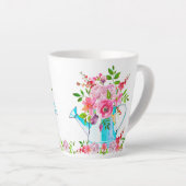Tasse Latte Belle Aquarelle Florale Fleurs Pastel Rose (Angle droit)