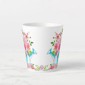Tasse Latte Belle Aquarelle Florale Fleurs Pastel Rose (Devant)