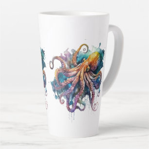 Tasse Latte Belle aquarelle pieuvre