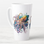 Tasse Latte Belle aquarelle pieuvre (Angle gauche)