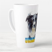 Tasse Latte Belle aquarelle Ukraine Chien et Papillon (Angle gauche)