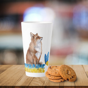 Tasse Latte Belle aquarelle Ukraine Fox et papillon