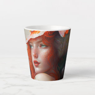 Tasse Latte Belle artiste Abstraite Red Haired Ginger Girl