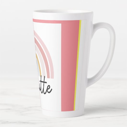 Tasse Latte Belle Brigitte avec Arc-en-ciel en latte rose. (Droite)