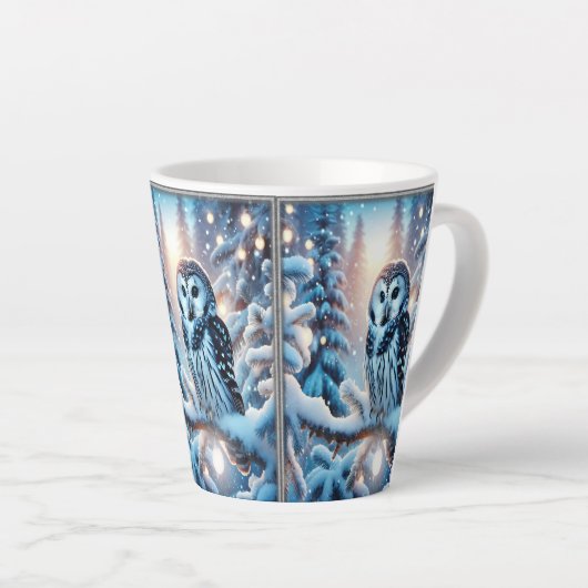 Tasse Latte Belle Chouette Dans Un Pays Merveilleux D'Hiver No (Angle droit)