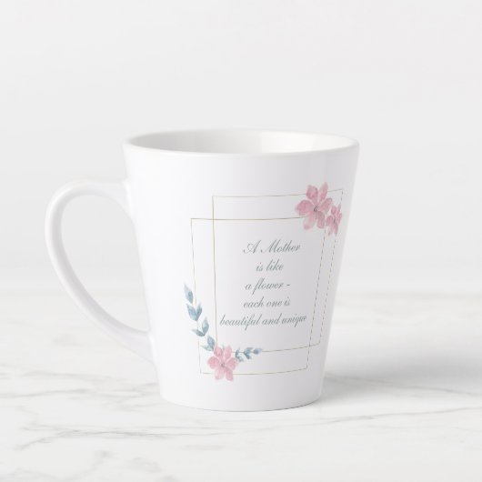 Tasse Latte Belle citation de mère géométrique florale (Gauche)