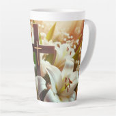 Tasse Latte Belle croix de lys de Pâques (Angle droit)