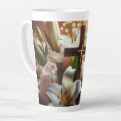 Tasse Latte Belle croix de lys de Pâques (Angle gauche)
