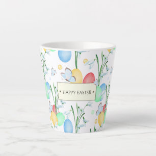 Tasse Latte Belle et élégante aquarelle Motif de Pâques