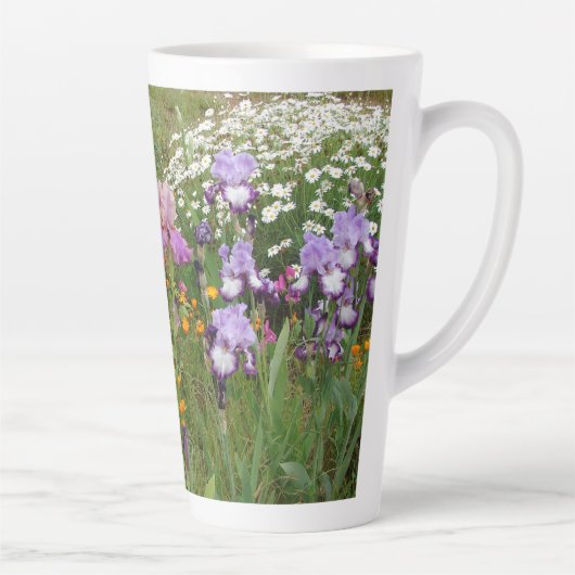 Tasse Latte Belle Fleur d'Iris violet Jardin Photo C (Droite)
