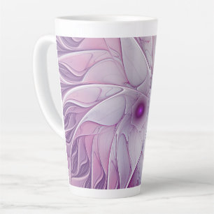 Tasse Latte Belle Fleur rose moderne Fractal Art Abstrait