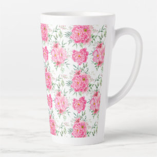 Tasse Latte Belle Fleurs Aquarelle Motif Floral