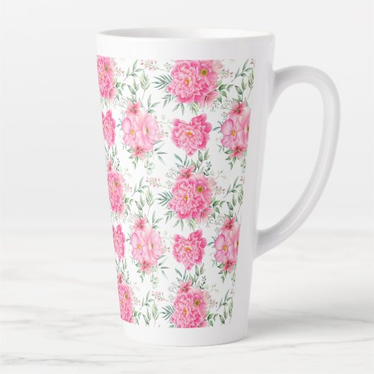 Tasse Latte Belle Fleurs Aquarelle Motif Floral (Droite)