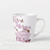 Tasse Latte Belle florale rose cerise fleurs sur mesure (Droite)