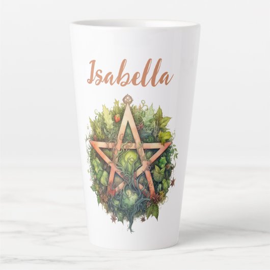 Tasse Latte Belle forêt Pagan Pentagram (Devant)