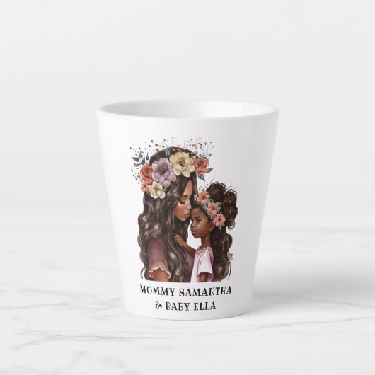 Tasse Latte Belle mère et fille noire (2) (Devant)