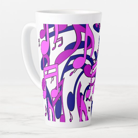 Tasse Latte Belle Musique Notes musicales Animées Upbeat Artsy (Angle gauche)