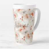 Tasse Latte Belle Pêche Feminine Rouge Blanc Floral (Angle droit)