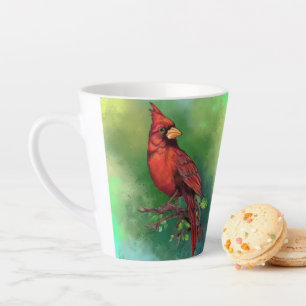 Tasse Latte Belle peinture du Cardinal rouge du Nord 