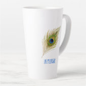 Tasse Latte Belle plumes de paon (Angle droit)