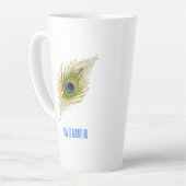 Tasse Latte Belle plumes de paon (Angle gauche)
