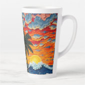 Tasse Latte Belle scène de plage avec des palmiers (Droite)